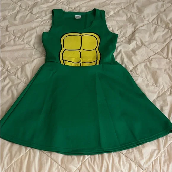 Nickelodeon TMNT Raphael Costume Dress with Red, blue, purple, and orange masks - Picture 2 of 4